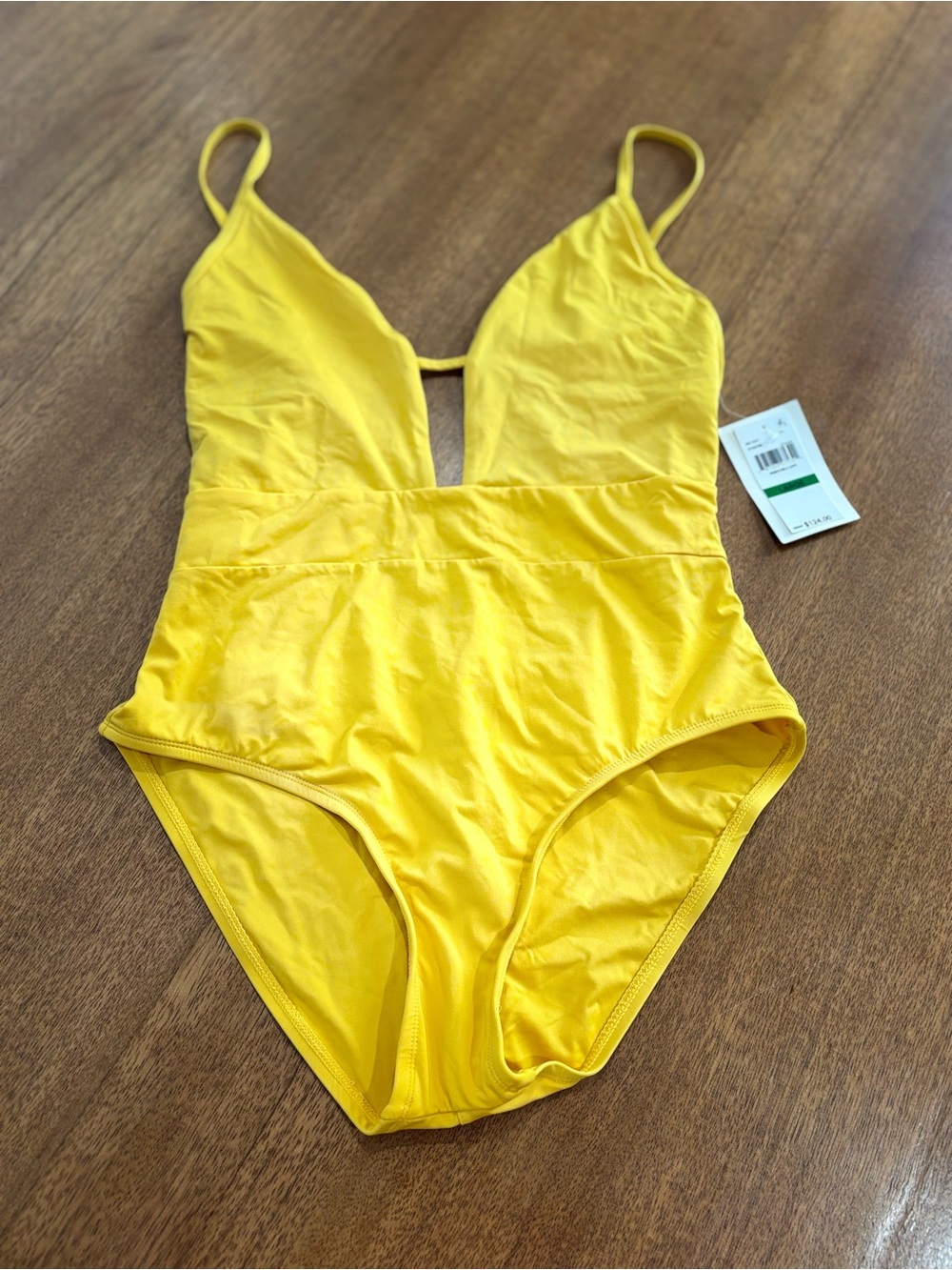 NWT BECCA Yellow Plunge One-Piece Swimsuit